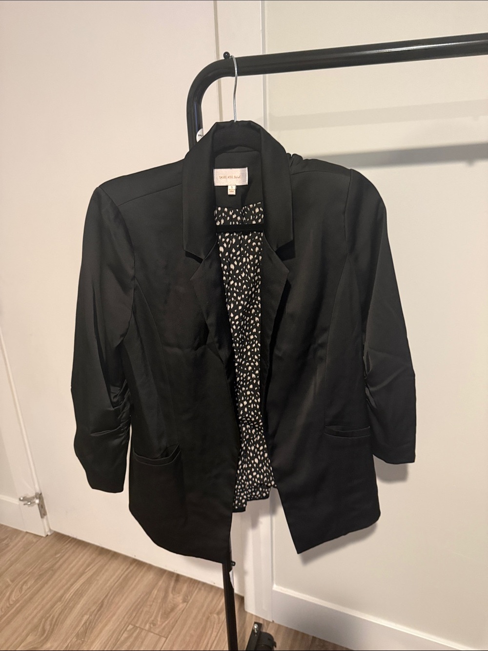 Skies Are Blue Black Open-Front Blazer with Dotted Lining